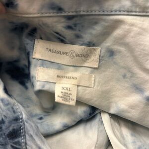 Tie Dye Bleach Denim Boyfriend Button Up